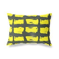 BonaMaison Fundas para Cojínes, Amarillo Neón-Humo Funda de Almohada para Sofá Coche Silla Oficina Cama Decorativa Moderna Decoración del Hogar, 45x60 Cm - Diseñado y Fabricado en Turquía