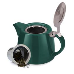 VAHDAM Porseleinen losse theepot met infuser, zeef en deksel | theepot voor 2 personen | donkergroen | Thee & Koffie Theepot, Thee Gift Sets - 500ml/17oz