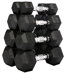 Signature Fitness Manubri esagonali rivestiti in gomma, set da 5, 10, 15, 9 kg