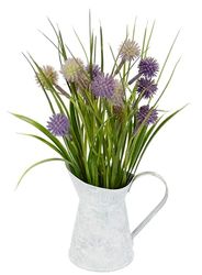 Knoopgras in kan, kunstgras, Allium Lauchbloem, preibloem, kunstgras, groen, kunstplant, siergras, kunstplanten, decoratief gras, plukken, gras, decoratie, grasarangement, borstelgierst, zoetgrassen,