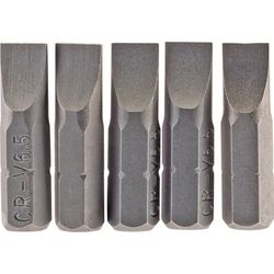 Draper 64012 6.5mm 1/4" Hex Plain Slot Insert Bit 25mm Lang (5 Stuk)