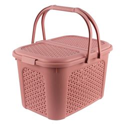 keeeper Panier à Pique-Nique avec Couvercle, Aspect rotin, pour Pique-Nique, Camping et Plus, 35 x 46 x 28,5 cm, Inka, Rouge (Nordic Red)
