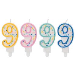 Folat 24179 taartkaars Sprinkles cijfer/cijfer 9 gesorteerd - 9 cm verjaardagskaarsen voor verjaardag, verjaardagsdecoratie, voor kinderfeesten, bruiloften, bedrijfsfeesten, jubilea, meerkleurig