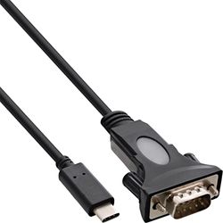 InLine 33308L USB till seriell adapterkabel, USB typ-C till 9pol Sub D-kontakt, med 9–25 pol-adapter, 1,8 m