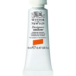 Winsor & Newton Designers Gouache - Peinture Gouache pour le Dessin, L'illustration, le Design - Aquarelle Opaque, Tube de 14ml, Couleur Jaune De Cadmium Orange Row