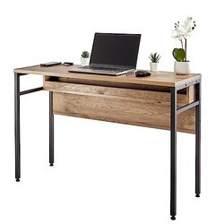 Iris Ohyama, Mesa de ordenador/mesa de oficina/muebles de almacenamiento múltiple, Pies ajustables y resistentes a los arañazos, Oficina, Casa - Desk with Cable Holder - CDS-1150 - Marrón (ceniza)