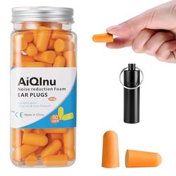 AiQInu Tapones para los oídos para dormir, protección auditiva, 60 pares de tapones para los oídos de 38 dB SNR, tapones para los oídos de espuma súper suave, protección contra el ruido