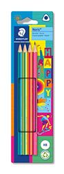 Staedtler Noris Happy 118 BK4 HA Crayons triangulaires à rayures colorées haute résistance à la rupture Dureté HB 4 crayons dans carte de suspension