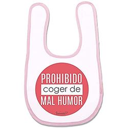 Supermolon 02352 Prohibido Coger de Mal Humor, babyslabbetje met klittenbandsluiting, pastelroze, uniseks