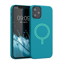 kwmobile telefoonhoesje compatibel met Apple iPhone 12 mini - Hoesje met magneet compatibel met MagSafe - Smartphone case in mat petrol