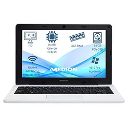 MEDION MD62368 Ordenador Portátil, Intel N3450, RAM 4 GB, Emmc 64 GB, Windows 10 Pro Academic, Educación, AKOYA, 11.6 Pulgadas