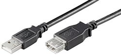 Ewent USB 2.0 Cable, Male to Female, Double Cover 28 AWG Copper, Transfer Speed up to 480 Mbit, Cable Length 0.5 m, Black