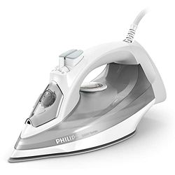 Philips 5000 Series Stoomstrijkijzer - 2400 W, 40 g/min Continue Stoom, Stoomstoot van 160 g, Verticaal Stomen, SteamGlide Plus-Zoolplaat, Wit/Grijs (DST5010/10)