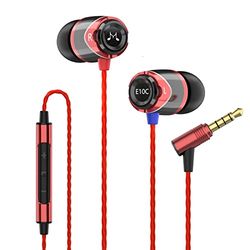 SoundMAGIC E10C Oortjes met Microfoon Bedrade Oordopjes Hifi Stereo Koptelefoon Geluidsisolerende In Ear Hoofdtelefoons Krachtige Bas Kluwenvrij Snoer Zwart Rood