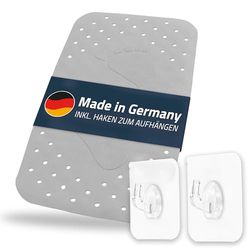 Alfombrilla para bañera, Alfombrilla de baño, Aprox. 38 x 72 cm, Gris, 100% TPE, Incluye 2 Ganchos, sin PVC, ftalatos, Plomo, látex, Certificado TÜV, Fabricado en Alemania