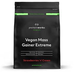 Protein Works - Vegan Mass Gainer Extreme | High Calorie Protein Powder | Weight Gainer | Vitamins & Minerals | 10 Shakes | Strawberries 'n' Cream | 2kg
