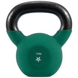 Yes4All Kettlebell, 12 kg gietijzer, neopreen gecoat, donkergroen voor krachttraining