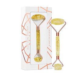 CRYSTALLOVE Rullo per il viso - Rullo massaggiante anti-invecchiamento - massaggiatore per il viso in ambra di limone - massaggiatore - Rullo per il massaggio del viso - strumento di massaggio