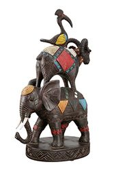Casablanca - Figura Decorativa de Animal de Resina, diseño de Elefante Aries tucán, Color marrón con Adornos de Colores, Altura 40 cm