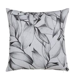 BigBuy Home Kudde polyester bomull vit svart blad 45 x 45 cm