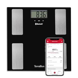 TERRAILLON - Báscula inteligente conectada - IMC - 8 usuarios - Bluetooth Low Energy - Capacidad 160 Kg - Negro