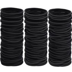 Pack of 200 Women's Hair Bobbles - Extra Thick 4 mm Braided Elastics, Black, Painless & Hair Friendly, for Thick/Thin Hair, Men & Children, High Quality Scrunchies (Without Metal, Black)