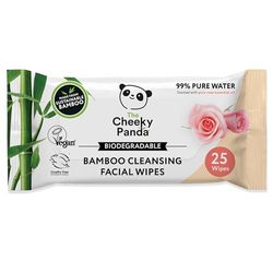 The Cheeky Panda Bambou Lingettes Nettoyantes Visage | Parfumées à la Rose | 25 x Lingettes Nettoyantes | Demaquillage Visage et Démaquillant Yeux
