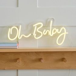 Ginger Ray Bianco 'Oh Neon Lampada da parete Baby Shower o Nursery Decoration 17 cm x 34 cm