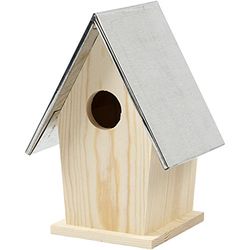 Creativ 577310 Vogelhuisje, hout, met afneembaar zinkdak, 13,5 x 11 x 19 cm, grenen