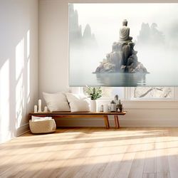 Blindecor Digital Store Enrouleur translucide imprimé Famille Zen Modèle Z-méditation 170 x 180 cm Dimensions du Tissu 166 x 175 cm
