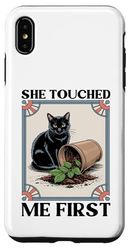 She Touched Me First Cat Plant Kitten Plants Amoureux des chats Coque pour iPhone XS Max