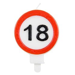 Folat 24251 Taart 18 kaarsen verkeersbord verjaardagskaarsen voor verjaardag, verjaardagsdecoratie, voor kinderfeesten, bruiloften, bedrijfsfeesten, jubilea, meerkleurig