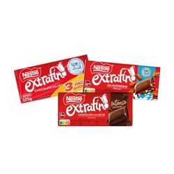 Nestlé Extrafino - Mega Pack Tabletas de chocolate con leche Nestlé Extrafino - sin gluten: Pack 3 tabletas + Tableta Almendras + Intenso 40%