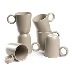 LEONARDO HOME Kaffekopp ROMA set om 6 • Innehåll 400 ml • Modern mugg med handtag • Handgjord av högkvalitativ keramik • stapelbar • diskmaskins- och mikrovågsugnssäker • Beige • 026366