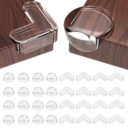 Lot de 32 Protections d'angle pour bébé - en Silicone Transparent - 2 Formes - Protection des Bords de Table - Meubles - Autocollant - pour la sécurité bébé et la sécurité des Enfants