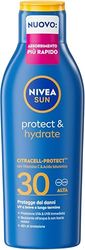 NIVEA SUN Protect & Hydrate SPF 30 200 ml, Crema solare 30 idratante 48h ad assorbimento rapido, Protezione solare 30 resistente all'acqua arricchita con Vitamina C e Acido Ialuronico