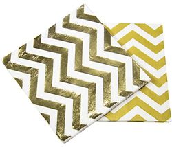 Folat - Guldfärgade metallservetter sicksack 33x33cm - 20 st