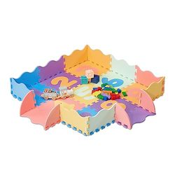 Relaxdays Puzzle Playmat with Edge, 1-9 Numbers, Crawling Baby Jigsaw, Washable, EVA Foam, 114 x 114 cm, Colourful