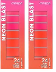 Catrice Cosmetics Neon Blast Nail Polish Strips bandes de stickers vernis, couvrant, facile à enlever, hautement pigmenté, intense en couleurs (24pcs) (Lot de 2)