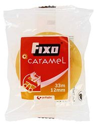 Fixo Caramel 75003000. Cinta Adhesiva Transparente, 33mx12mm, Gran Resistencia, Fácil de Cortar