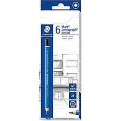 Staedtler Mars Lumograph Jumbo, Crayons à papier 2B gros module de haute qualité pour écriture et dessin, Étui carton avec 6 crayons 2B, 100J-2B VE