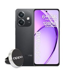 OPPO A40 Smartphone, camera AI 50 MP, selfie 5 MP, display 6,67 inch 90 Hz LCD HD+, 5100 mAh, RAM 12 GB (6 + 6) + ROM 128 GB (esp1TB), IP54, autohouder [Italiaanse versie], Sparkle Black Black