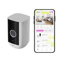 OMAJIN by Netatmo, Videocamera di Sorveglianza Esterna e Interna wireless 2K, visione 140°, IP65, SD/Cloud 64 GB, rilevamento movimenti/persone, batteria 9600mAh, audio bidirezionale, OWC-01