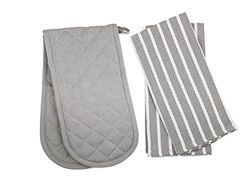 Penguin Home 3054 Luvas e toalhas de chá Oven-100 macias, duráveis e super absorventes (conjunto de 3 peças, cinzento), algodão, 73 x 18 x 2 cm