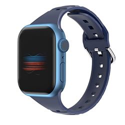 VIGTMO Compatible con Apple Watch pulsera de 42 mm, 44 mm, 45 mm, correa de repuesto de silicona deportiva compatible con Apple iWatch Series 7/SE/6/5/4/3/2/1 para hombre (azul marino)