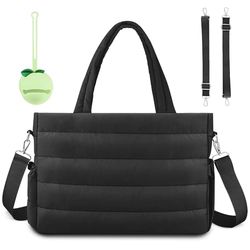 KUBAY Diaper Bag Tote, Baby Diaper Tote Bags Crossbody Hospital Bag Travel Large Mommy Bag, with Silicone Pacifier Case, Black, L