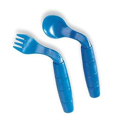 HOMECRAFT Children’s Adaptive Cutlery – Right-Handed Curved Fork & Spoon Set – Easy Grip Utensils for Kids with Weak Grip or Special Needs – Lightweight, Dishwasher Safe