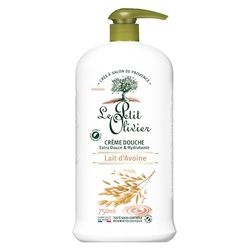 LE PETIT OLIVIER - Crème Douche Extra Douce & Hydratante - Lait D'Avoine - Pour Toute La Famille - PH Neutre Pour La Peau - Sans Savon, Sans Colorant - Fabriqué En France - 750 ml