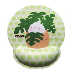 WONDEE Molang Tapis de Souris Ergonomique Dessin Lapin Molang - Tapis de Souris Kawai Vert Repose Poignet Gel et antidérapant - Mouse Pad Filles et Femmes