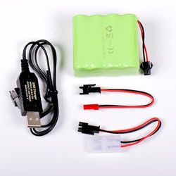 AFTERTECH PACCO BATTERIA Ni-MH 9,6v 2400mAh 58x52x30mm CON CAVO DI RICARICA USB E CONNETTORE SPINA SM 2P KET JST E3D2